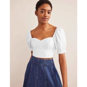 Boden sweetheart linen cropped top - size US 4 NWT